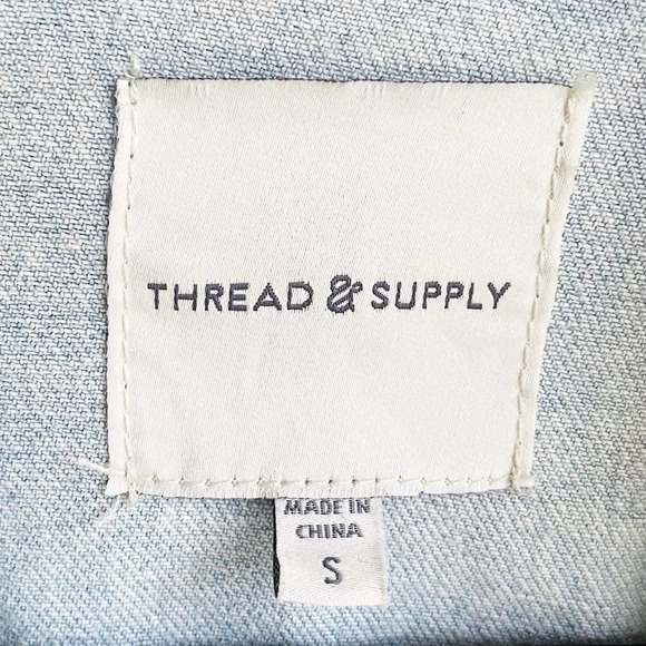 THREAD & SUPPLY | Lightwash Distressed Denim Jacket | S - Picture 8 of 13